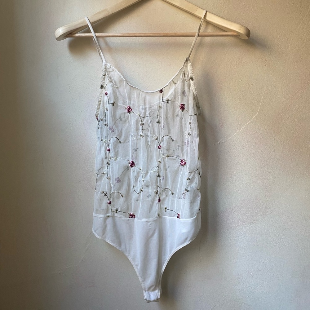 White Floral Lace Body Suit